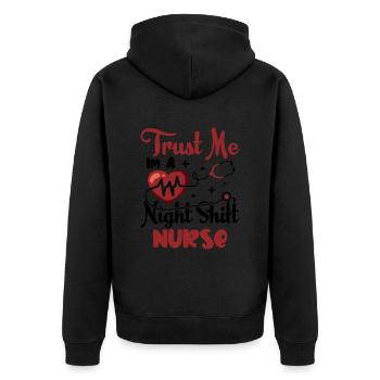 Trust me im a Night Shift Nurse - Unisex Premium Bio Zip Hoodie - Schwarz - Hinten - Nico (187cm)