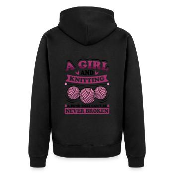 A Girl and Knitting - Unisex Premium Bio Zip Hoodie - Schwarz - Hinten - Nico (187cm)