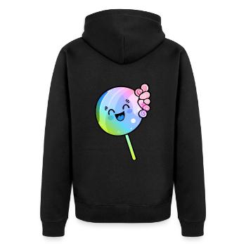 Lollipop Comic Bunt - Unisex Premium Bio Zip Hoodie - Schwarz - Hinten - Nico (187cm)