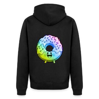 Donut Comic Bunt - Unisex Premium Bio Zip Hoodie - Schwarz - Hinten - Nico (187cm)
