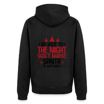 Night Shift Nurse Santa Is Watching - Unisex Premium Bio Zip Hoodie - Schwarz - Hinten - Nico (187cm)