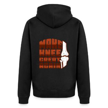 Make Knee Great Again - Unisex Premium Bio Zip Hoodie - Schwarz - Hinten - Nico (187cm)