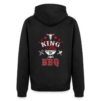 King of BBQ - Unisex Premium Organic Zip Hoodie - black - Back - Nico (187cm)