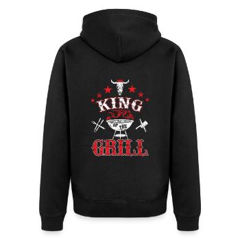 King of the Grill - Unisex Premium Organic Zip Hoodie - black - Back - Nico (187cm)