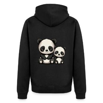Zwei süße cartoon Pandas für Brüder und Schwestern - Unisex Premium Bio Zip Hoodie - Schwarz - Hinten - Nico (187cm)