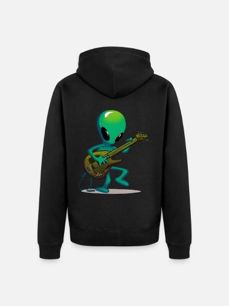 Alien guitarist - Unisex Premium Organic Zip Hoodie - black