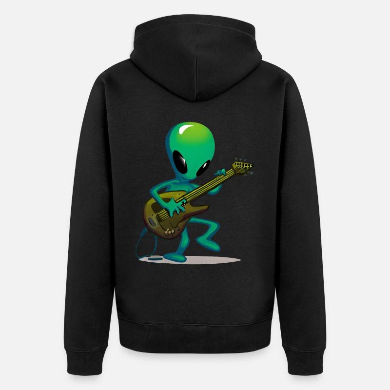 Alien Gitarrist - Unisex Premium Bio Zip Hoodie - Schwarz