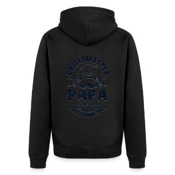 Grillmeister Papa Lustiges Grill-Design für Väter - Unisex Premium Bio Zip Hoodie - Schwarz - Hinten - Nico (187cm)