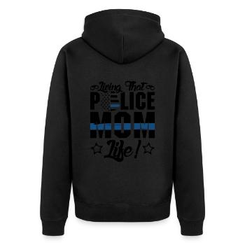 Polizei Polizist Polizeibeamte - Unisex Premium Bio Zip Hoodie - Schwarz - Hinten - Nico (187cm)