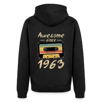1963 Geburtstag 1963 Geboren Geburtstagsgeschenk - Unisex Premium Bio Zip Hoodie - Schwarz - Hinten - Nico (187cm)