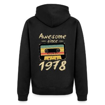 1978 Geburtstag 1978 Geboren Geburtstagsgeschenk - Unisex Premium Bio Zip Hoodie - Schwarz - Hinten - Nico (187cm)