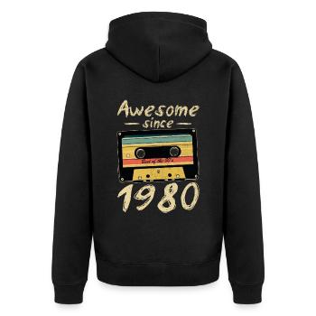 1980 Anniversaire 1980 Né Cadeau d’anniversaire - Veste à capuche bio Premium Unisexe - noir - Dos - Nico (187cm)