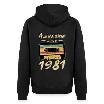 1981 Geburtstag 1981 Geboren Geburtstagsgeschenk - Unisex Premium Bio Zip Hoodie - Schwarz - Hinten - Nico (187cm)