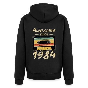 1984 Geburtstag 1984 Geboren Geburtstagsgeschenk - Unisex Premium Bio Zip Hoodie - Schwarz - Hinten - Nico (187cm)