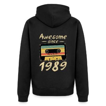 1989 Anniversaire 1989 Né Cadeau d’anniversaire - Veste à capuche bio Premium Unisexe - noir - Dos - Nico (187cm)
