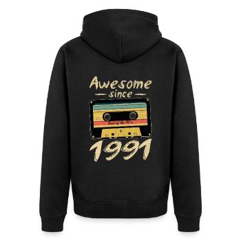 1991 Anniversaire 1991 Né Cadeau d’anniversaire - Veste à capuche bio Premium Unisexe - noir - Dos - Nico (187cm)