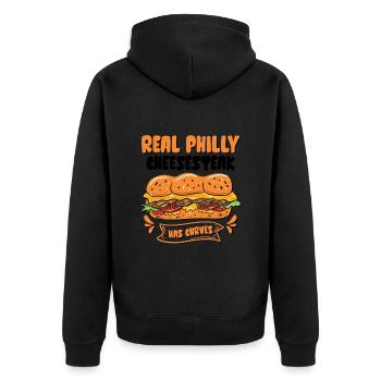 Philly Breakfast Sandwich - Unisex Premium Bio Zip Hoodie - Schwarz - Hinten - Nico (187cm)