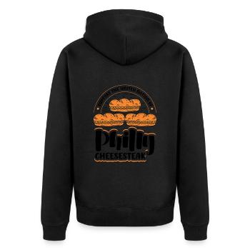 Philly Breakfast Sandwich - Unisex Premium Bio Zip Hoodie - Schwarz - Hinten - Nico (187cm)