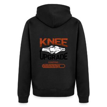 Knee Upgrade - Unisex Premium Bio Zip Hoodie - Schwarz - Hinten - Nico (187cm)