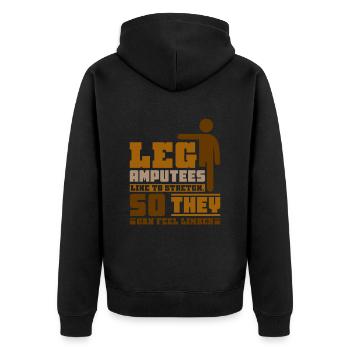 Leg Amputees like to stretch - Unisex Premium Bio Zip Hoodie - Schwarz - Hinten - Nico (187cm)