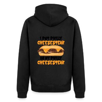 Philly Breakfast Sandwich - Unisex Premium Bio Zip Hoodie - Schwarz - Hinten - Nico (187cm)