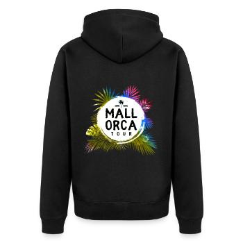 Mallorca Tour Travel Bunt - Unisex Premium Bio Zip Hoodie - Schwarz - Hinten - Nico (187cm)