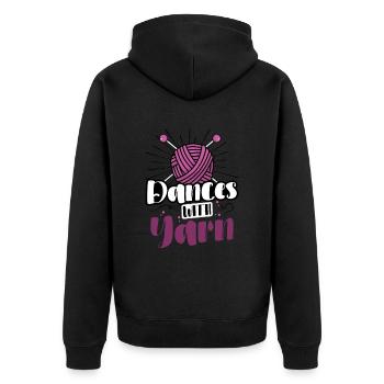 Dances with yarn - Unisex Premium Bio Zip Hoodie - Schwarz - Hinten - Nico (187cm)