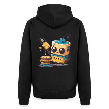 Robo-Chef - Unisex Premium Bio Zip Hoodie - Schwarz - Hinten - Nico (187cm)