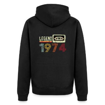 1974 Birthday Vintage Cassette - Veste à capuche bio Premium Unisexe - noir - Dos - Nico (187cm)