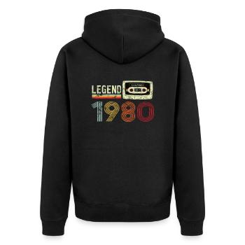1980 Birthday Vintage Cassette - Veste à capuche bio Premium Unisexe - noir - Dos - Nico (187cm)