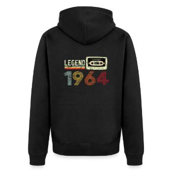 1964 Geburtstag Vintage Cassette - Unisex Premium Bio Zip Hoodie - Schwarz - Hinten - Nico (187cm)