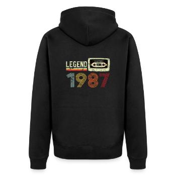 1987 Birthday Vintage Cassette - Veste à capuche bio Premium Unisexe - noir - Dos - Nico (187cm)