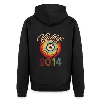 2014 Anniversaire Vinyle Vintage - Veste à capuche bio Premium Unisexe - noir - Dos - Nico (187cm)