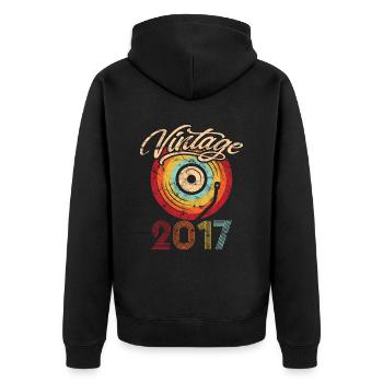 2017 Anniversaire Vinyle Vintage - Veste à capuche bio Premium Unisexe - noir - Dos - Nico (187cm)