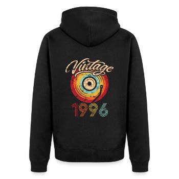 1996 Anniversaire Vinyle Vintage - Veste à capuche bio Premium Unisexe - noir - Dos - Nico (187cm)