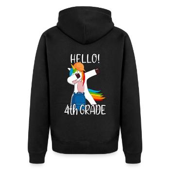4th grade fourth grader elementary school Einhorn - Unisex Premium Organic Zip Hoodie - black - Back - Nico (187cm)