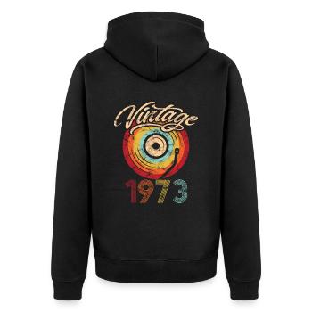 1973 Anniversaire Vinyle Vintage - Veste à capuche bio Premium Unisexe - noir - Dos - Nico (187cm)