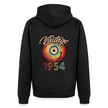 1954 Anniversaire Vinyle Vintage - Veste à capuche bio Premium Unisexe - noir - Dos - Nico (187cm)