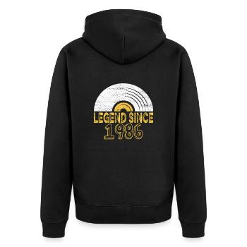 1986 Geburtstag Vinyl Legend since - Unisex Premium Bio Zip Hoodie - Schwarz - Hinten - Nico (187cm)