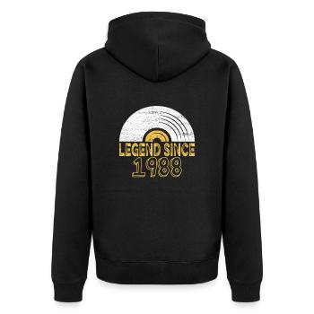 1988 Birthday Vinyl Legend since - Unisex Premium Organic Zip Hoodie - black - Back - Nico (187cm)