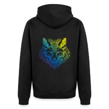 Fuchs Mandala Boho - Unisex Premium Bio Zip Hoodie - Schwarz - Hinten - Nico (187cm)