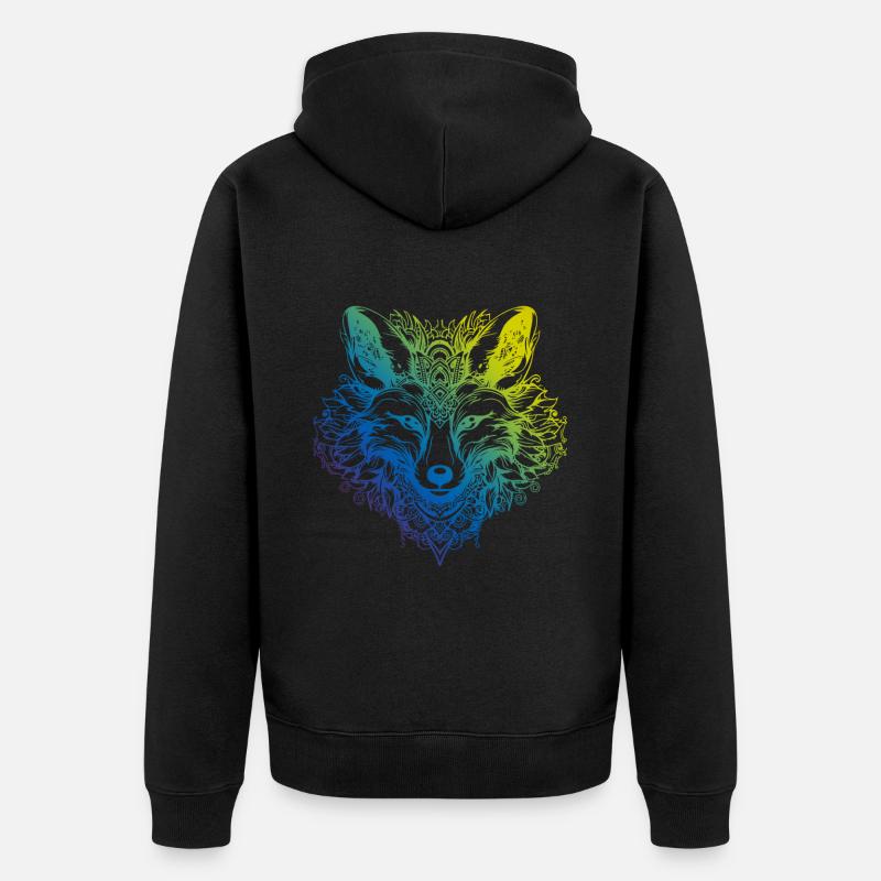 Fuchs Mandala Boho - Unisex Premium Bio Zip Hoodie - Schwarz