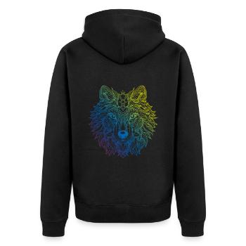 Wolf Mandala Boho - Unisex Premium Bio Zip Hoodie - Schwarz - Hinten - Nico (187cm)