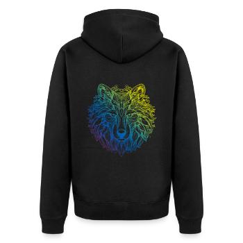 Wolf Mandala Boho - Unisex Premium Bio Zip Hoodie - Schwarz - Hinten - Nico (187cm)