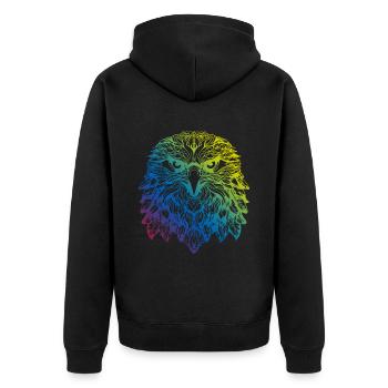 Adler Mandala Boho - Unisex Premium Bio Zip Hoodie - Schwarz - Hinten - Nico (187cm)