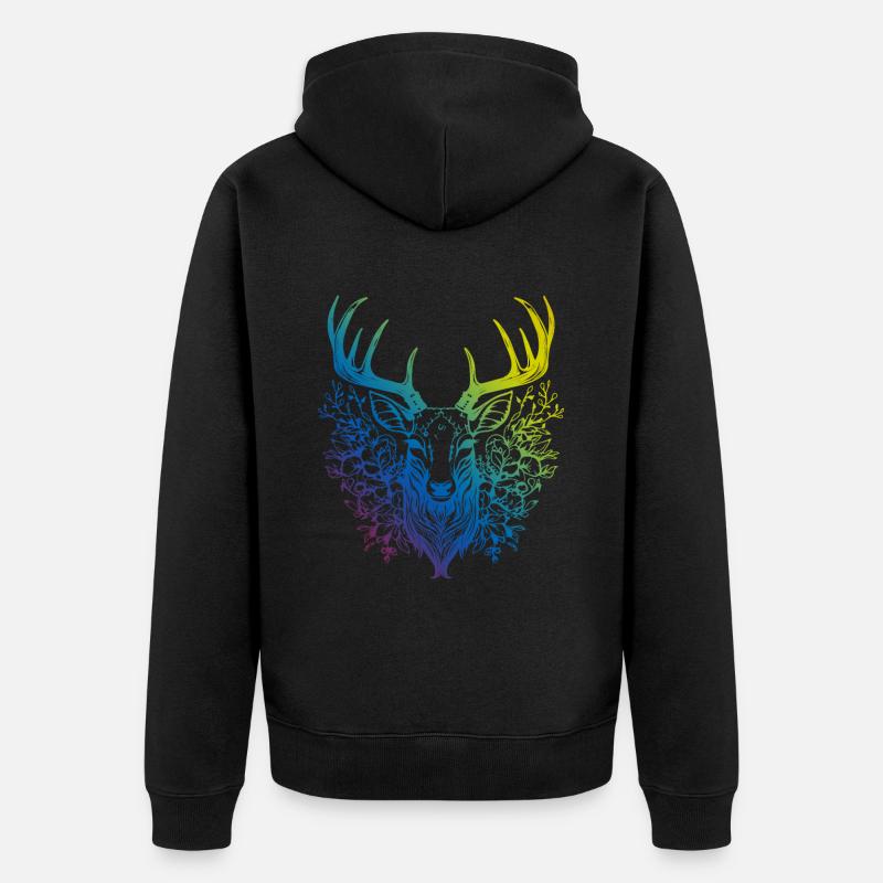 Hirsch Mandala Boho - Unisex Premium Bio Zip Hoodie - Schwarz