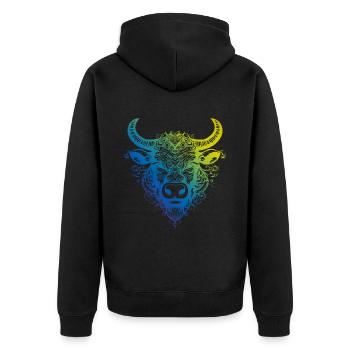 Bulle Mandala Boho - Unisex Premium Bio Zip Hoodie - Schwarz - Hinten - Nico (187cm)