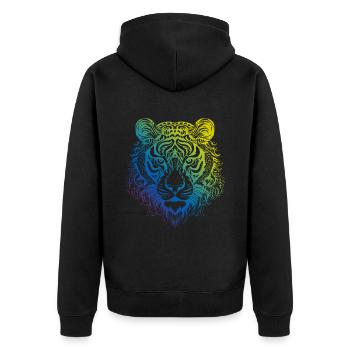 Tiger Mandala Boho - Unisex Premium Bio Zip Hoodie - Schwarz - Hinten - Nico (187cm)