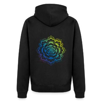 Rose Mandala Boho - Unisex Premium Bio Zip Hoodie - Schwarz - Hinten - Nico (187cm)