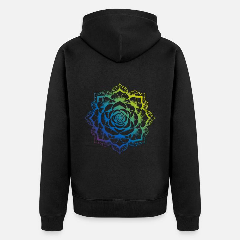 Rose Mandala Boho - Unisex Premium Bio Zip Hoodie - Schwarz